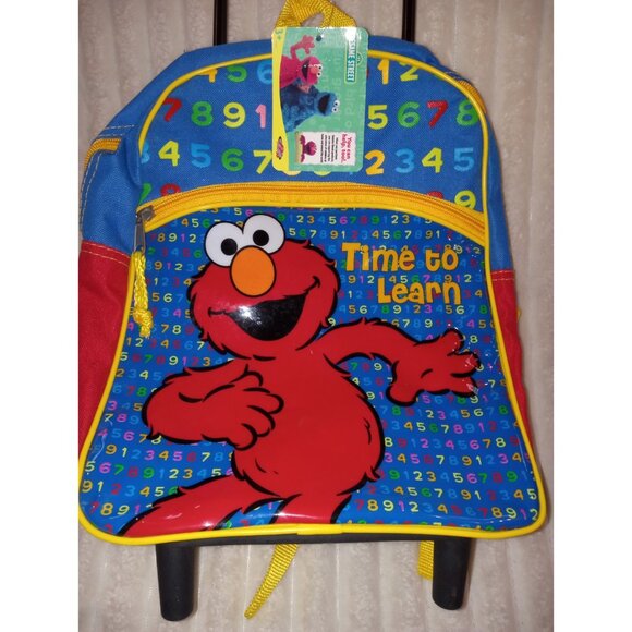 Sesame Street Elmo Rolling Backpack New with Tags Suitcase Bookbag - Picture 2 of 6